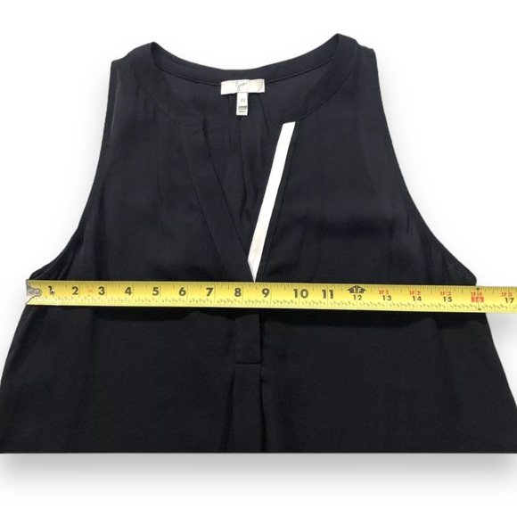 Joie Aruna Split Neck Silk Sleeveless Top Black & White Sheer Tank Top size XS - Picture 12 of 14